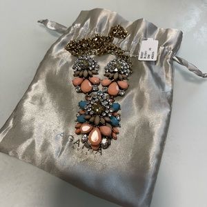 Statement Necklace pink blue crystals
